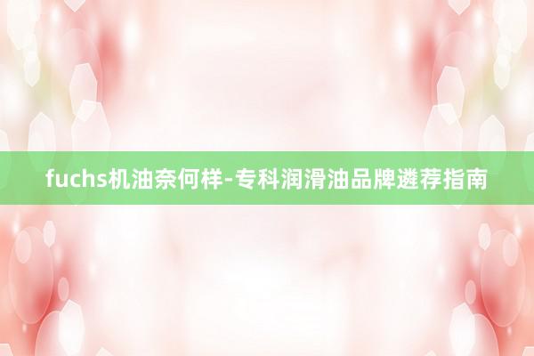 fuchs机油奈何样-专科润滑油品牌遴荐指南